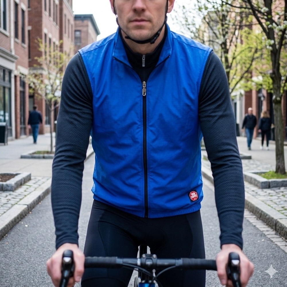Biemme Cycling Vest Men Large Blue Windstopper Gore Technical Sportswear Gilet